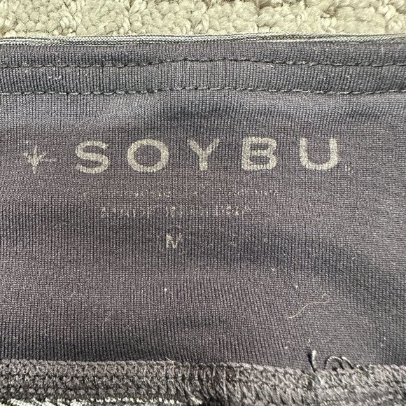 SOYBU Leggings Womens Crop Pull On Hidden Pocket Stripe Gray M - Picture 8 of 9